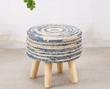 Turntable Ottoman Natural Seagrass Footstool Poufs Hand Weave Eco-Friend... - £41.57 GBP