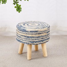 Turntable Ottoman Natural Seagrass Footstool Poufs Hand Weave Eco-Friend... - £41.39 GBP