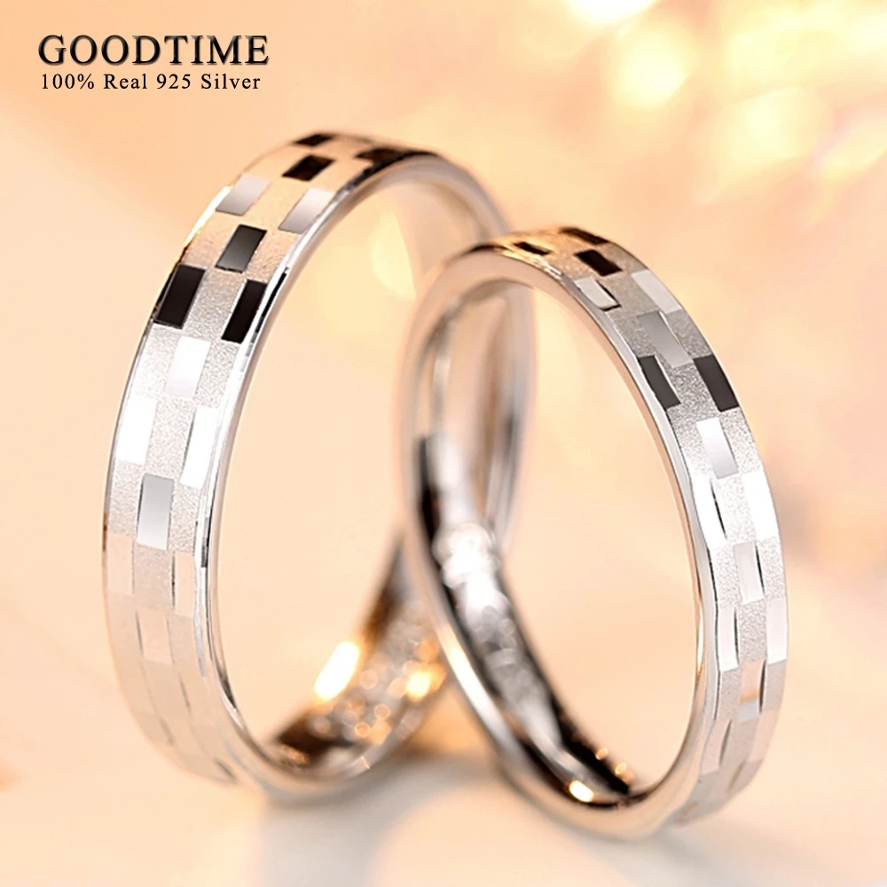 Fashion Couple Ring Pure 925 Sterling Silver Ring For Women Men Classic Reticula - £21.10 GBP
