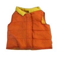 Doll Vest Orange Yellow Puffer Vest Outerwear Boy Girl 5&quot; long Sleeveles... - $12.94