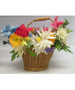 Artificial Flower Planter woven Basket Faux Indoor House Plant with Handle - £15.83 GBP