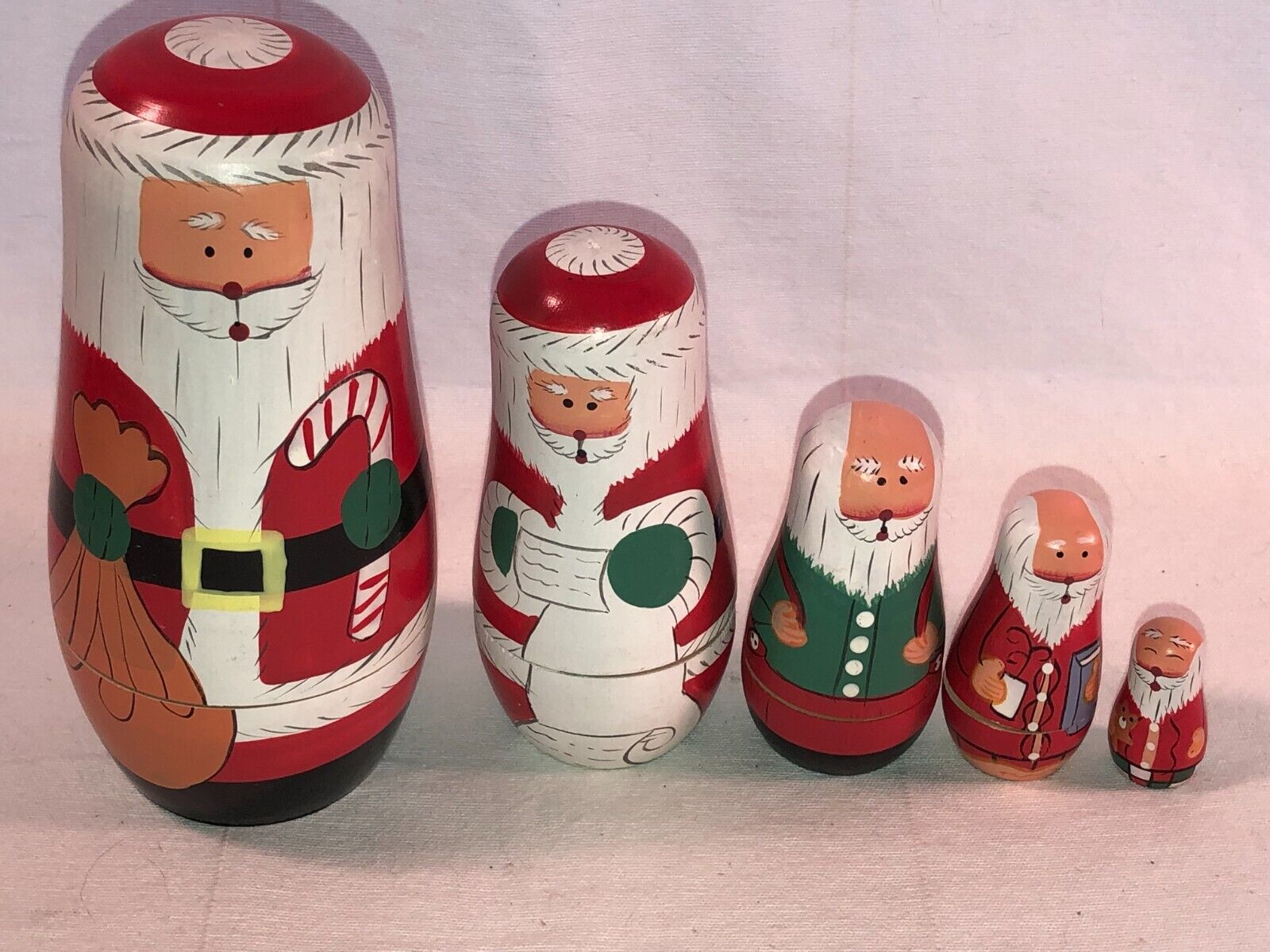Primary image for 5 Pcs Santas Matryoshka Russian Wooden Handmade Nesting Dolls Set Souvenir