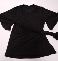 Veveret Black Bell Sleeve Waist Side Tie Top- 2X - £14.41 GBP