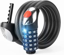 Rockbros Bike Lock Cable 4- Or 6-Feet-Long Bicycle Cable Lock With Led Light For - £18.94 GBP
