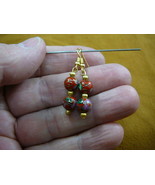 (ee611-81) Red pink flower CLOISONNE two 8mm bead dangle beaded EARRINGS... - €12,93 EUR