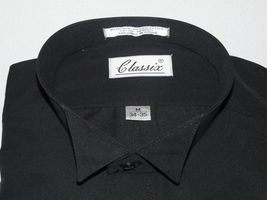 Men's Tuxedo shirt By CLASSIX Wing Tip Formal Plain Front After Six M14 Black image 6