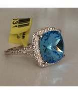 6Ct Sky Blue Made with SWAROVSKI Crystal 925 Silver Ring SZ 7 - $28.21 CAD