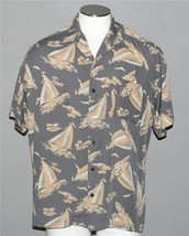 VTG Ralph Lauren Caldwell Sailboats Palm Trees S/S Hawaiian Shirt Mn&#39;s L... - £39.16 GBP