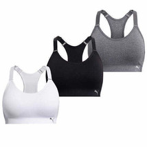 PUMA Women Sports Bra, 3-Pack Size: S, Color: Black/White/Gray - £31.38 GBP