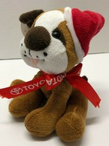 TOYOTA Bull Dog 6&quot; Santa Hat Sitting Plush - $14.85