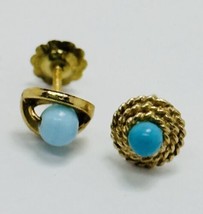 14k gold blue turquoise stud earrings lot of two  - £119.75 GBP