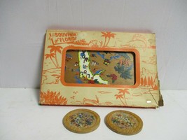 Vintage Florida State Wood Souvenir Tray and 2 Coasters  - $29.69