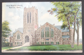1919 First Basptist Church in Melrose MA Postcard Duplex Cancel Massachusetts - £6.90 GBP