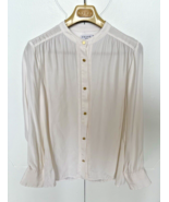 Frame Ivory Silk Long Sleeve Shirt With Gold Buttons (L) - £28.29 GBP