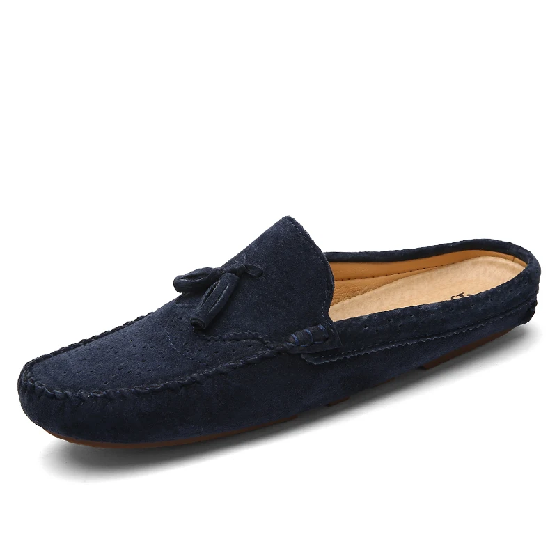 Suede Leather Handmade Half Shoes For Men Mules Summer Loafers Slippers ... - £39.14 GBP