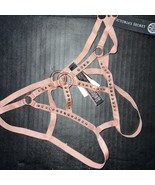 Victoria&#39;s Secret S panty Pink STRAPPY CUTOUT crotchless SHINE STRAP SWA... - £31.72 GBP