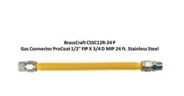 BrassCraft CSSC12R-24 P Gas Connector ProCoat 1/2&quot; FIP X 3/4 D MIP 24&#39; ft. - £15.27 GBP