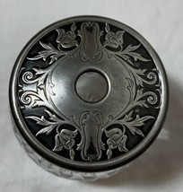 Antique Silver Lidded Cut Glass Vanity Powder Jar - £79.84 GBP