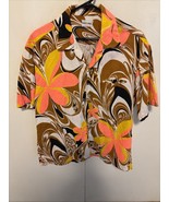 Vtg Hawaii Liberty House Orange Yellow Brown Hawaiian shirt Sz Large - $1,619.04 MXN
