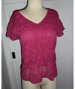 Worthington Women’s Stretch Size XL Fuchsia Short Sleeve Knit Top - $12.00