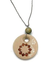 Hippie Pendant Necklace For Women, Aesthetic Statement Artisan Jewelry In Clay - £54.18 GBP