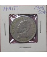 Haiti 1908 General Pierre Nord-Alexis 50 Centimes Copper Nickel Coin - $20.59 CAD