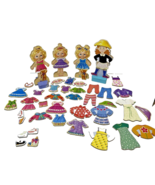 Mixed Lot 47 Pcs Wooden Dolls with Magnetic Clothes and Accessories - £16.36 GBP