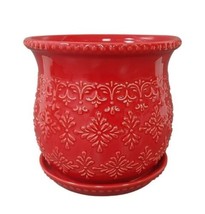 Pioneer Woman ~ Embossed ~ Timeless 6&quot; Geo Planter ~ Embossed ~ Stoneware ~ RED - £30.15 GBP