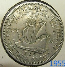 British Caribbean Territories  25 Cents Coin 1955 - £3.19 GBP