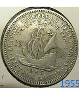 British Caribbean Territories  25 Cents Coin 1955 - £3.14 GBP