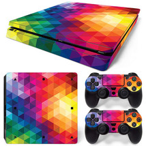 For PS4 Slim Skin Console &amp; 2 Controllers Neon Triangle Vinyl Decal Wrap - £10.36 GBP