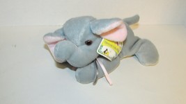 Aurora A&amp;A Plush Velveteenie Collection beanbag elephant w/ tag gray pink bow - £11.86 GBP