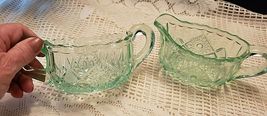VINTAGE VASELINE GLASS CREAM & SUGAR BOWL image 2