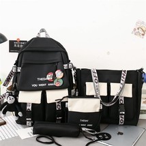 4 In 1 Pcs Set Men Backpack Multifunctional Canvas School Bag For Teenager Boys  - £53.49 GBP