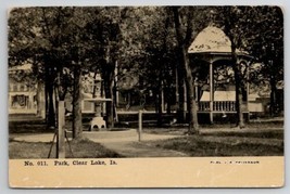 Clear Lake IA Iowa View of Park Fountain Gazebo Postcard C49 - $19.95