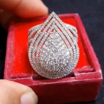 5 Ct Diamond Double Pear Shaped Engagement Simulated Ring925 silver Gold Plated  - $128.69