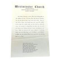 Westminster Church Sunday Worship Program Detroit Michigan May 28 1939 - $16.99