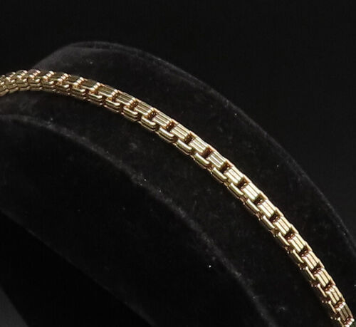 Primary image for 925 Sterling Silver - Vintage Minimalist Gold Plated Bold Link Bracelet - BT9555