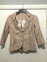 Cabi Petal Jacket Blazer Ruffle Blush Pink Size 2 Style 400 3/4 Sleeve - £10.94 GBP