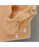 Ear Crawler Cuff Climber Infinity Earrings 925 Silver CZ Gold Gift For Her - £16.93 GBP