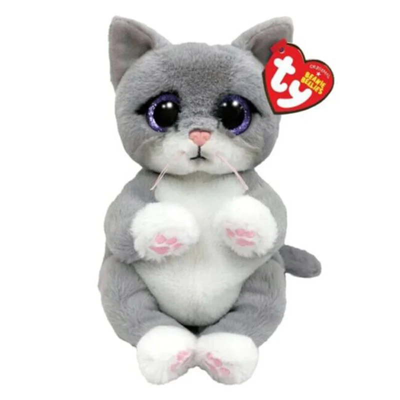 15cm Ty Beanie Bellie Big Eyes Stuffed Plush Toy Soft Cute Animal Cute Doll Cat - £14.79 GBP