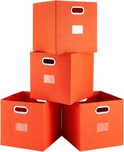 Set Of 4 Fabric Storage Boxes With Dual Metal Handles For, 4Pack Orange). - £33.54 GBP