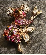 Handmade ~ Koala Bear Pin/Brooch ~ Multicolored Gemstones ~ Goldtone Jew... - £11.76 GBP