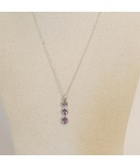 Department Store Sterling Silver Amethyst Linear Drop Pendant Necklace M... - $785.76 MXN