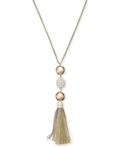 INC Womens Imitation Pearl Fireball Tassel Pendant 32" Gold Tone Necklace $40 - £13.29 GBP