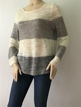 Eileen Fisher Linen Blend Delicate Weave Ivory &amp; Gray Top (Size S) - Msrp $228 - £31.20 GBP