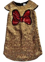 Disney NWT Minnie Mouse Sequin Dress Gold Red Embellished Girls 5/6 - £30.52 GBP