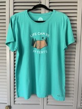 Life is Good Can Be In Tents Camping Teal Crusher Tee Classic Fit XL Ladies SS - £14.79 GBP
