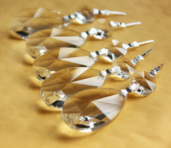 100Pcs Crystal Chandelier Lamp Prisms Part 1.5&#39;&#39; Glass Teardrop Silver Pendants - £49.93 GBP