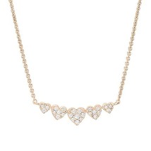 1/4 Carat Round Lab Created Moissanite Diamond Five Heart Bar Pendant Necklace f - £54.22 GBP